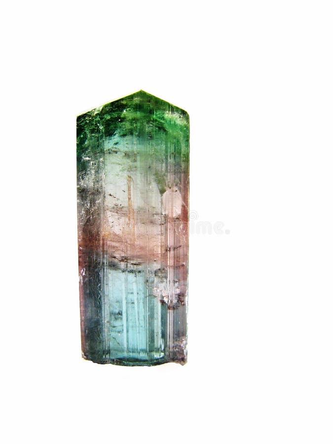 A rare 11cm tricolour tourmaline crystal, variety Elbaite, Minas Gerais, Brazil. Of particular interest to jewellers, collectors and for alternative medicine. A rare 11cm tricolour tourmaline crystal, variety Elbaite, Minas Gerais, Brazil. Of particular interest to jewellers, collectors and for alternative medicine