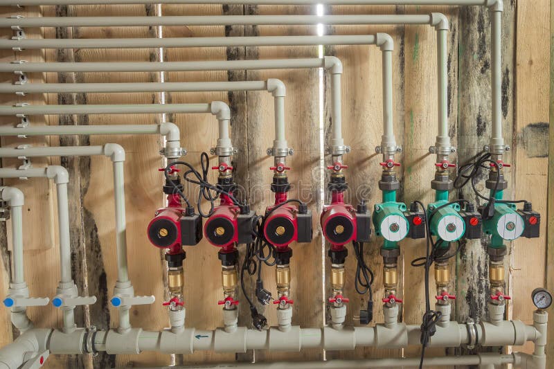 Distribution Header of the Heating System in the Boiler Room, with