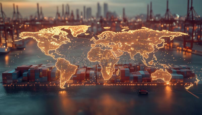 Distribution Of Logistic Network On World Map royalty free stock photos