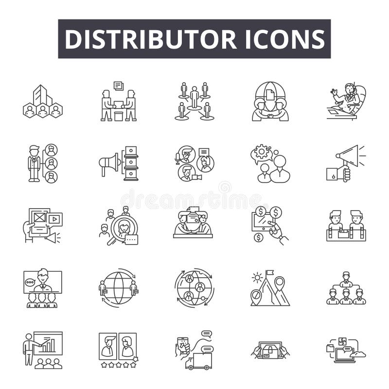 Distributor line icons, signs, vector set, outline illustration concept royalty free illustration