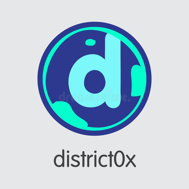 DISTRICT0X Kryptopgraficzna waluta - wektor Mennicza ilustracja royalty ilustracja