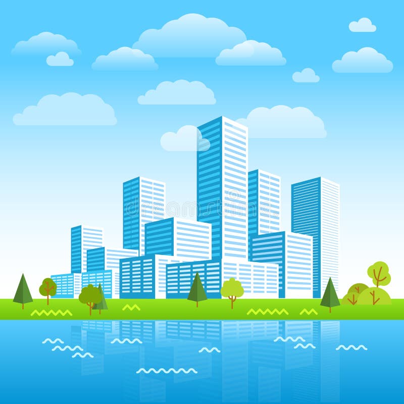 Distrito da cidade moderno Construções na perspectiva ilustração stock