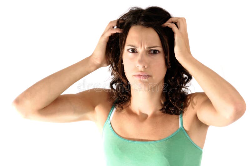 Disturbed woman stock image