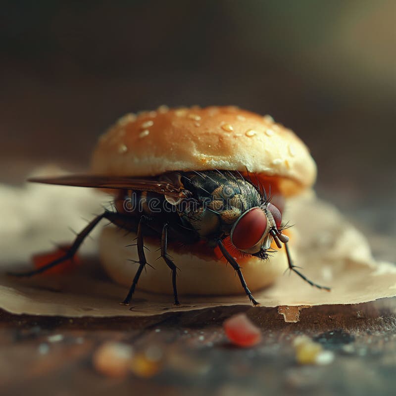 A Disturbing and Disgusting Image of a Fly in between Burger Breeds ...