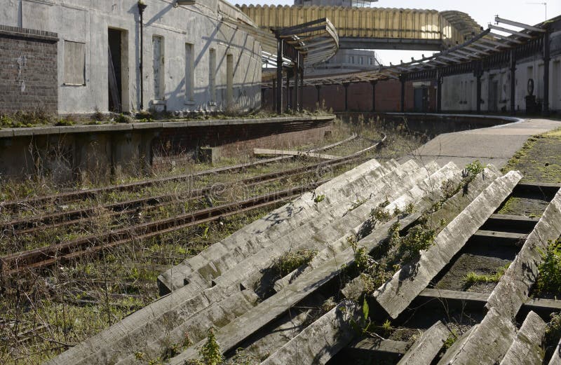 Disused railway station at Folkestone harbour. England royalty free stock photography