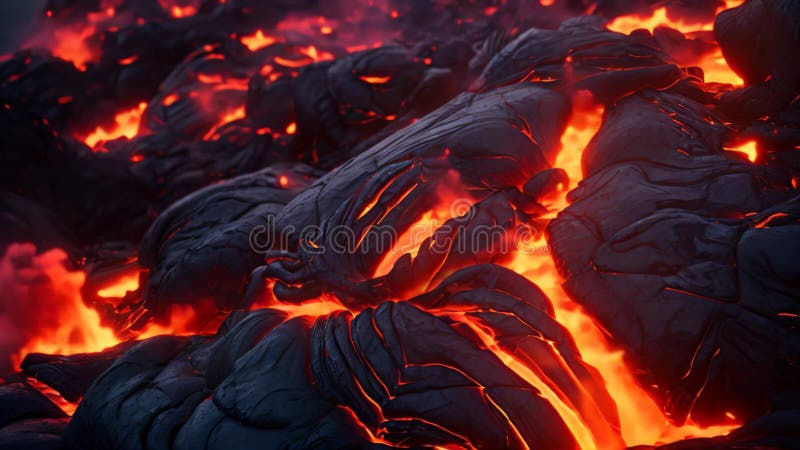 Dit beeld toont de fascinerende textuur en patronen die gevonden worden in een lava - rots een vulkanische steen gevormd door verh