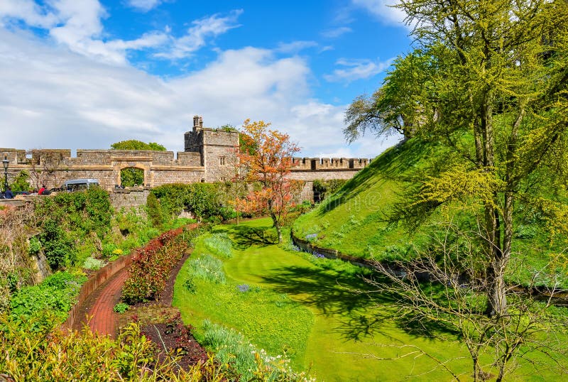 Ditch Around Round Tower of Windsor Castle in UK Stock Photo Image of