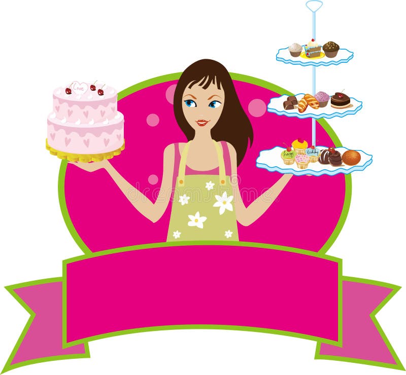 Diva da mulher da menina do cozinheiro chefe da pastelaria do padeiro da padaria ilustração do vetor Diva da mulher da menina do cozinheiro chefe da pastelaria do padeiro da padaria ilustração do vetor