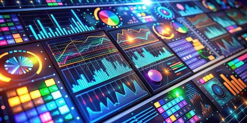 Interactive Financial Dashboard A Futuristic Galaxy of Data for Investment Insights and Business Growth vector illustration