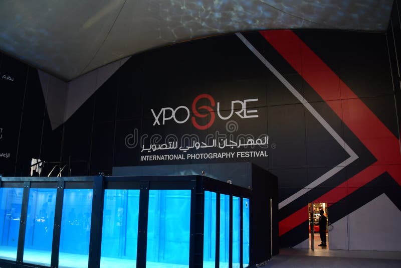Dive Tank na expo internacional da fotografia de Xposure, Sharjah, 2017 fotografia de stock Dive Tank na expo internacional da fotografia de Xposure, Sharjah, 2017 fotografia de stock