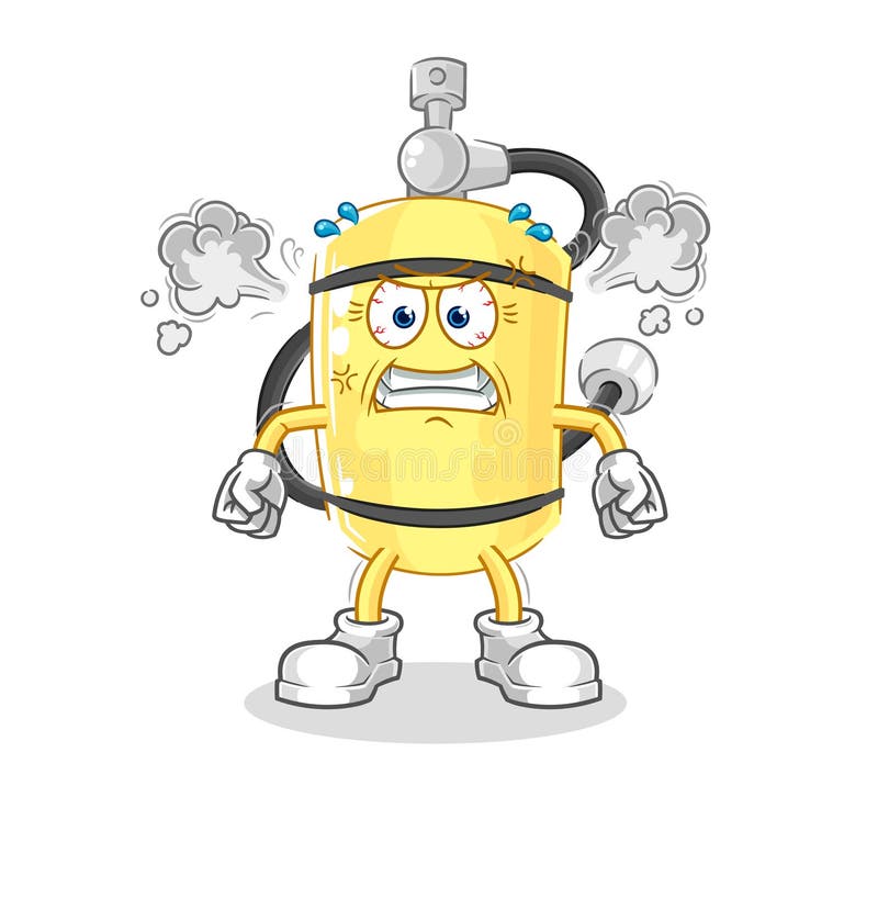 Diver Cylinder Very Angry Mascot. Cartoon Vector Stock Vector