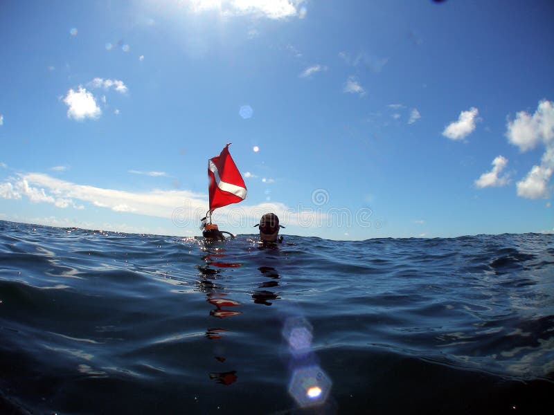 Diver with dive flag