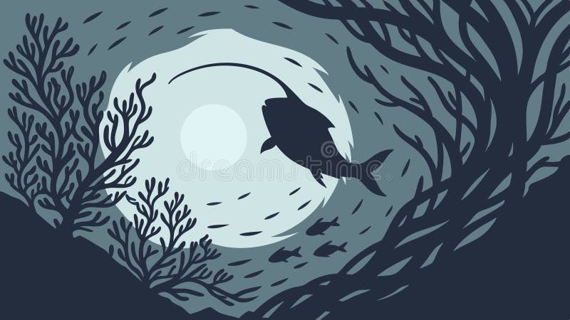 Diver subacqueo che esplora misteriosi vettori della Grotta Oceanica Oscura Generative AI illustrazione di stock