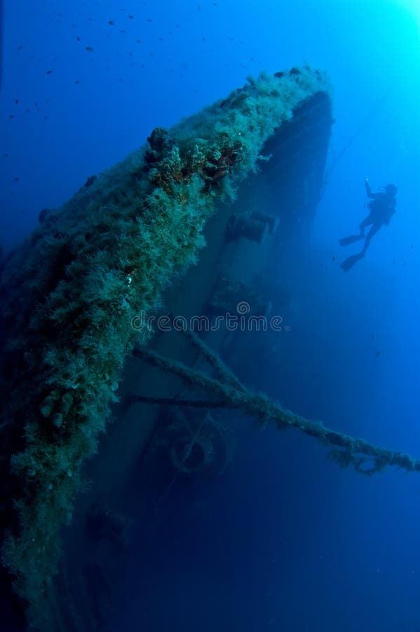 Diver on wreck