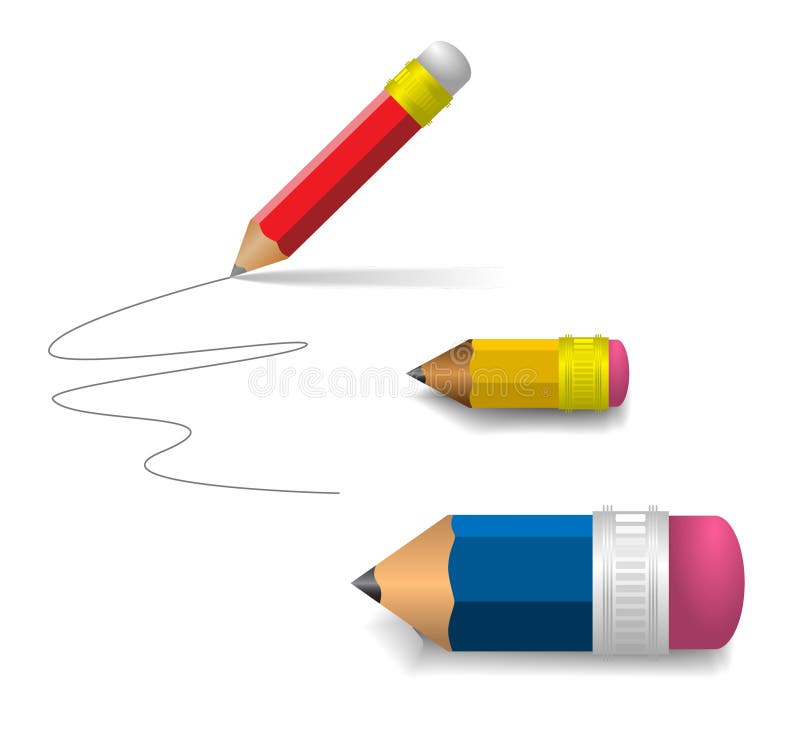 Divers crayons sur le livre blanc illustration stock