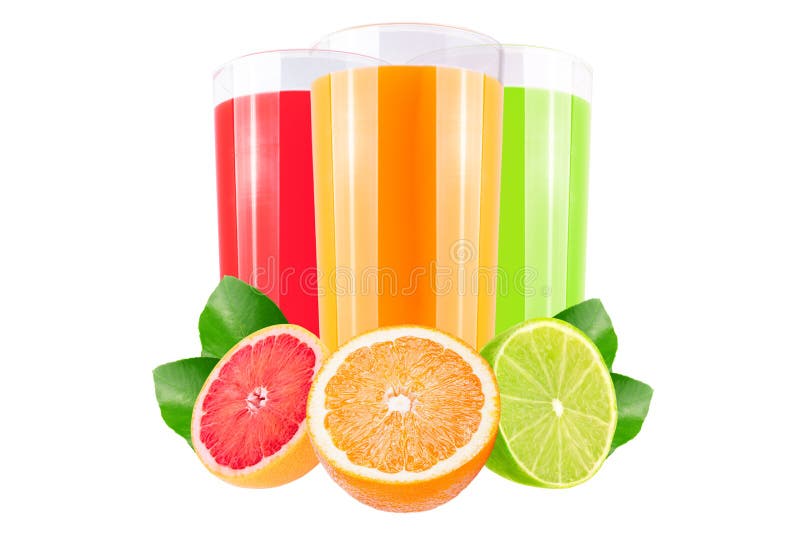 Divers jus de fruit d'isolement sur le fond blanc photo stock Divers jus de fruit d'isolement sur le fond blanc photo stock