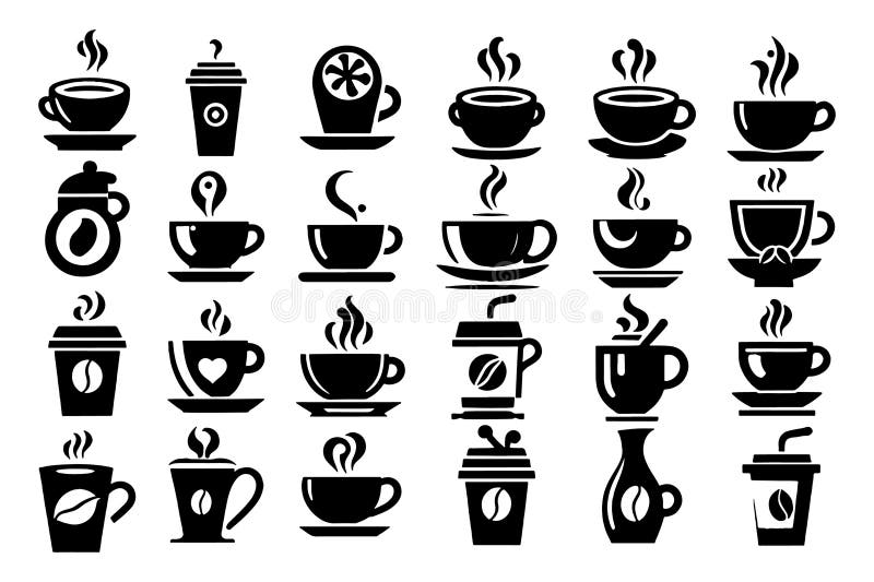 Diversa raccolta di caffè e icone del tè royalty illustrazione gratis