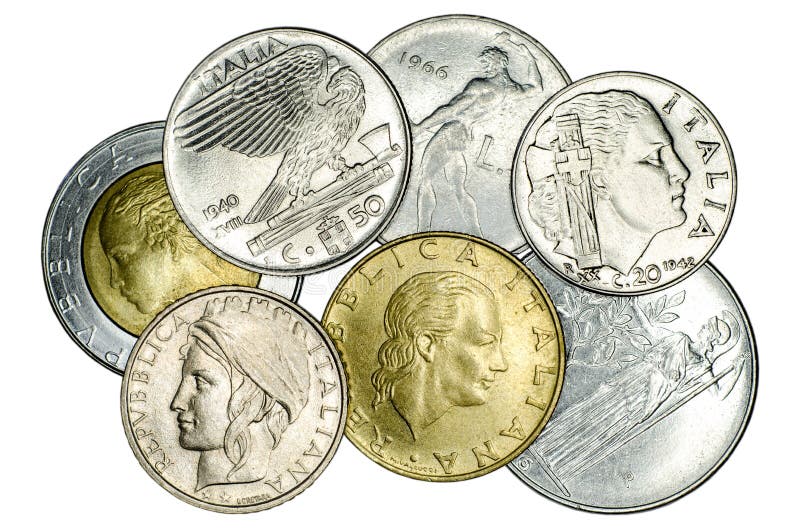 Diversas monedas italianas fotografía de archivo Diversas monedas italianas fotografía de archivo