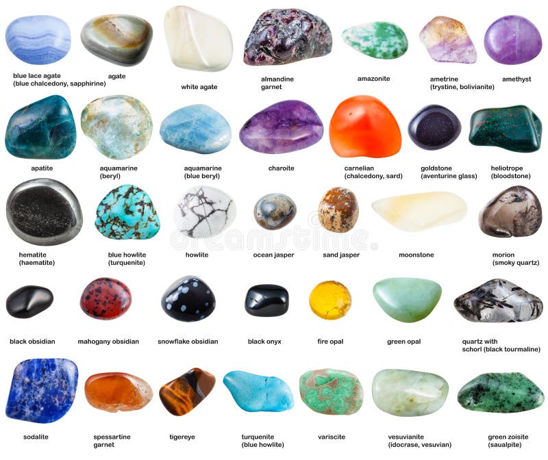 Collage de diversas piedras preciosas volteada con nombres Fotografía de  stock - Alamy