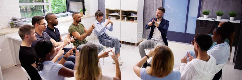 Diverse American Sign Language Class Course stock images