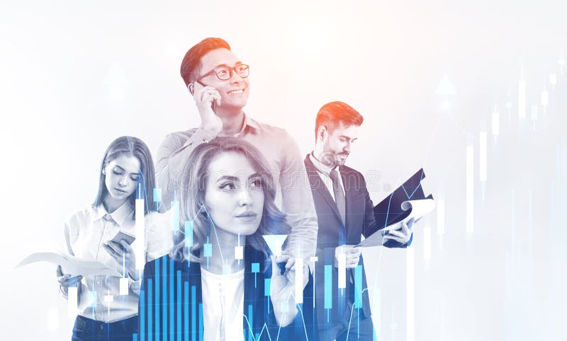 Diverse business team and graph stock image Diverse business team and graph stock image