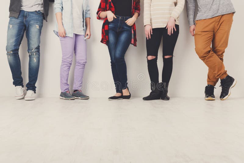 Diverse Casual People Standing in Row Indoor, Crop Stock Image - Image ...