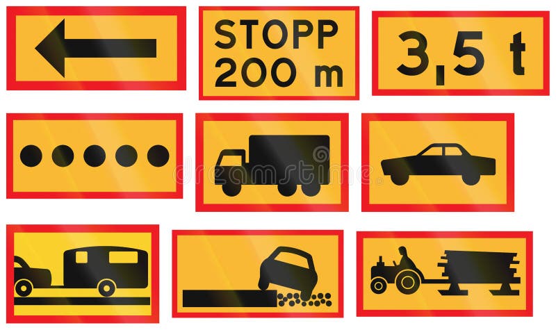 Diverse die Verkeersteken in Zweden worden gebruikt stock illustratie Diverse die Verkeersteken in Zweden worden gebruikt stock illustratie