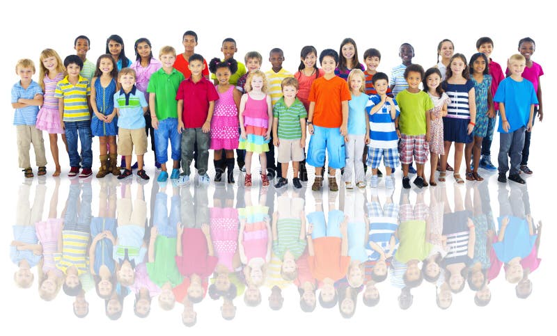 Diverse Groep het Schot van de Kinderenstudio stock afbeeldingen Diverse Groep het Schot van de Kinderenstudio stock afbeeldingen