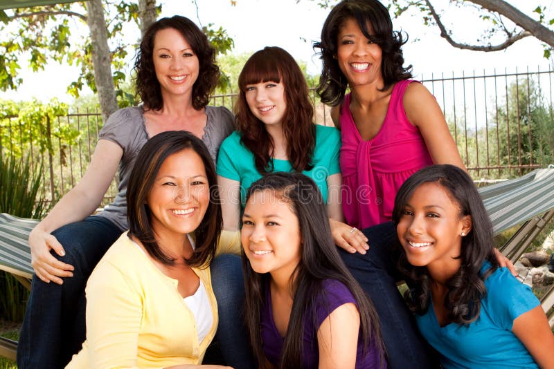 Diverse Group of Mothers and Daughters. Stock Photo Image of adult