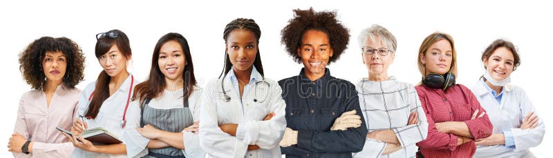 Diverse group of women from different professions royalty free stock photo