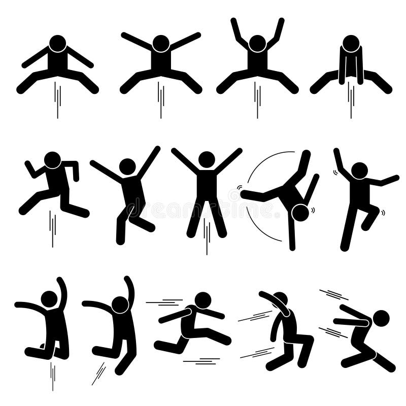 Diverse Jumper Human Man People Jumping-het Pictogrampictogrammen van Stickman van het Stokcijfer vector illustratie Diverse Jumper Human Man People Jumping-het Pictogrampictogrammen van Stickman van het Stokcijfer vector illustratie