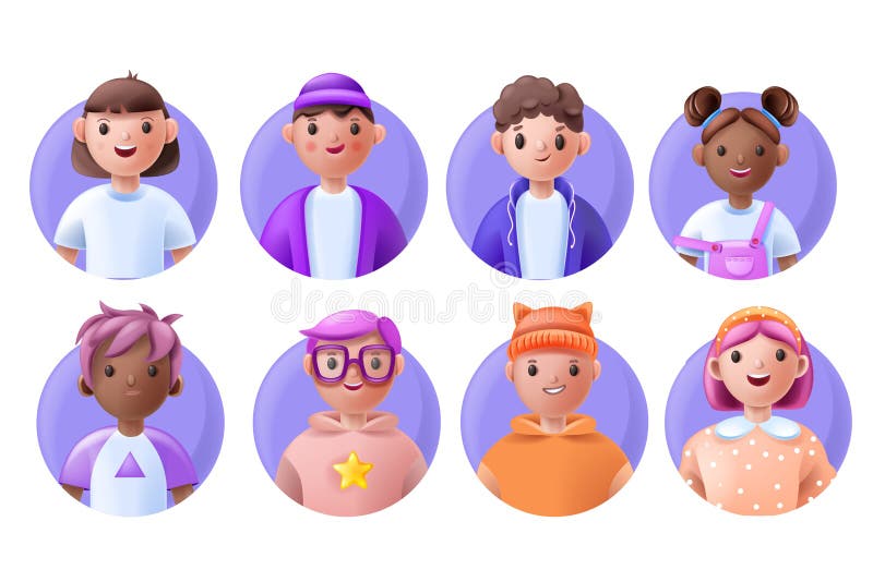 cute avatar girl for profile 3d model Stock Illustration