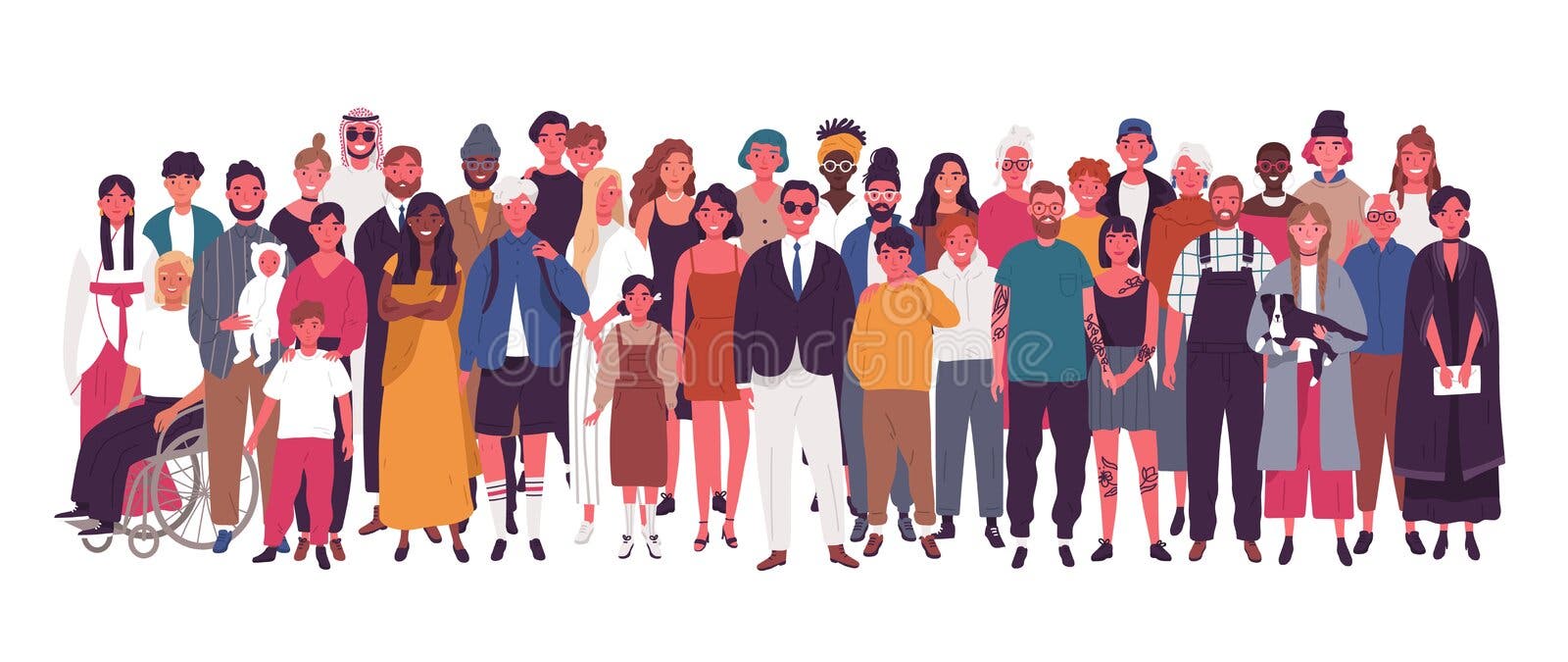 Diverse multiraciale en multiculturele die groep mensen op witte achtergrond wordt geïsoleerd Gelukkige oude en jonge mannen, vro Diverse multiraciale en multiculturele die groep mensen op witte achtergrond wordt geïsoleerd Gelukkige oude en jonge mannen, vro