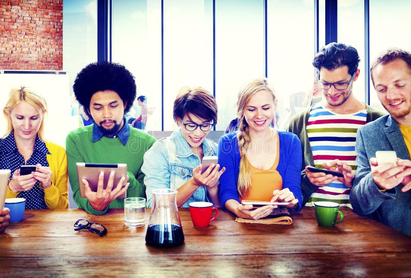 Diverse People Digital Devices Wireless Communication Concept stock photo Diverse People Digital Devices Wireless Communication Concept stock photo