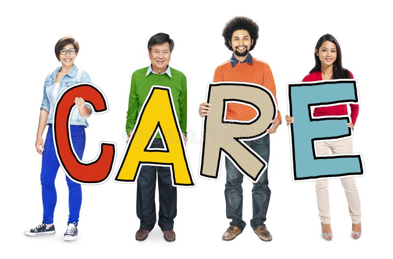 Diverse People Holding Text Care Stock Illustration