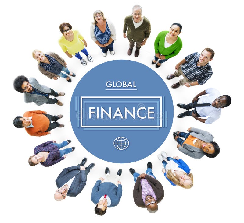 Diverse People Looking Up and Global Finance Concept vector illustration