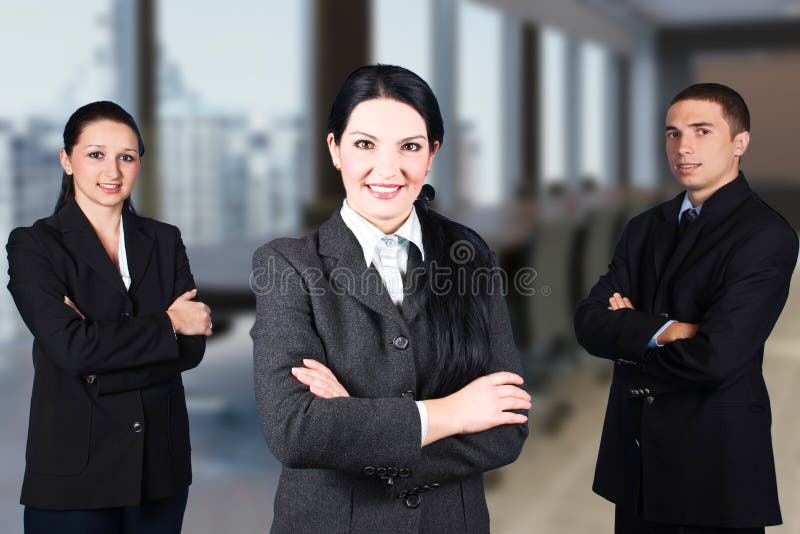 Professional Business Team in Office: Collaborative Group of Businessmen and Businesswomen Working Together, Arms Crossed stock images