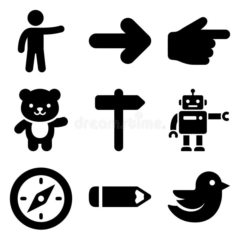 A diverse set of black solid glyph icons for user interface design vector illustration