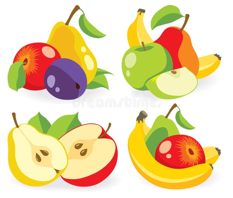 Diverse tipuri de colectare de vectori de fructe proaspete vector illustration