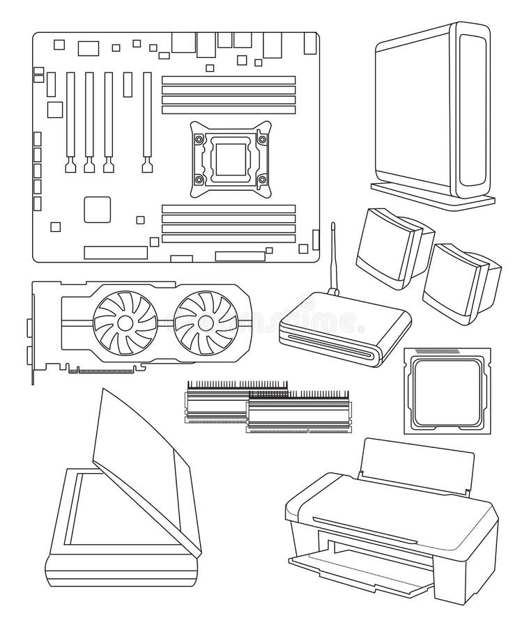 De Randapparatuur van PC vector illustratie.