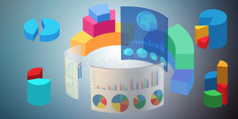 Diverse visualisatie in de handelsomgeving - 3d rendering vector illustratie Diverse visualisatie in de handelsomgeving - 3d rendering vector illustratie