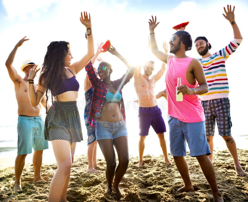 Diverse Young People Fun Beach Concept Stock Image - Image of diverse ...