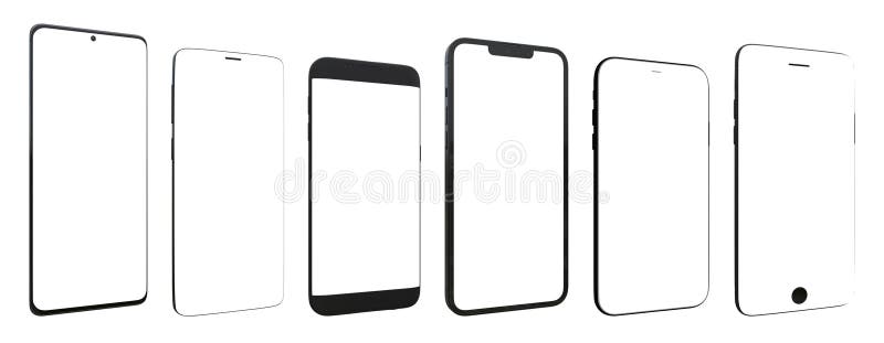 Diversi modelli di smartphone moderni con schermo trasparente royalty illustrazione gratis