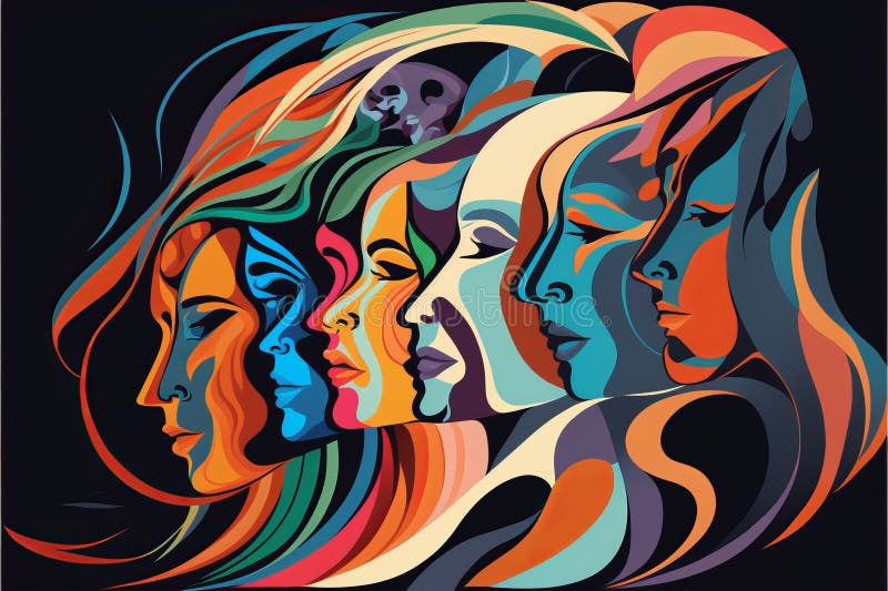 Diversity Abstract Art (generative AI) Stock Illustration