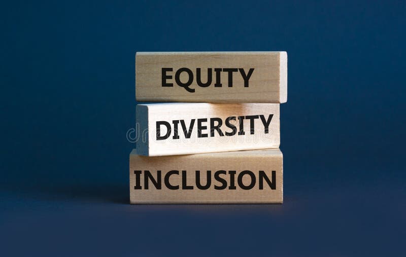 Diversity equity inclusion symbol. Concept words `Diversity equity inclusion` on wooden blocks on beautiful grey background.