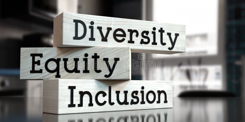 Diversity, equity, inclusion - words on wooden blocks