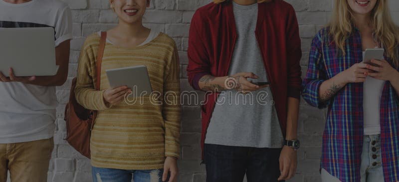Diversity Friends Using Digital Devices Concept royalty free stock images