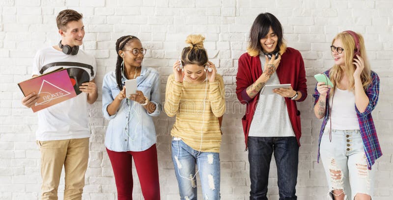 Diversity Students Friends Entertainment Music Concept royalty free stock photos