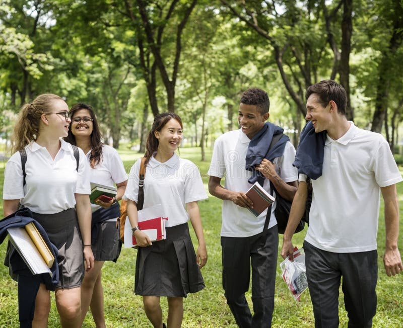 Diversity Students Friends Happiness Concept stock photo