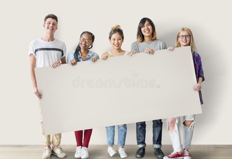 Diversity Students Friends Holding Board Concept royalty free stock photography
